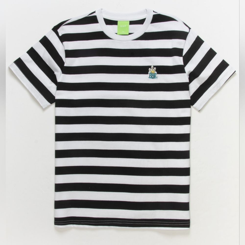 🌷HUF Stinson Stripe Short Sleeve Embroidered Knit Top Size Large 100% Cotton
